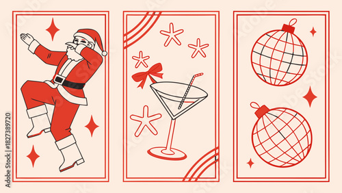 vector illustration of a cocktail party and Christmas