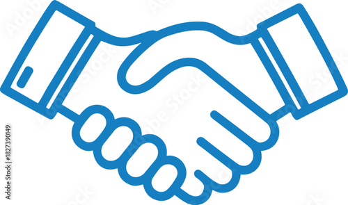 “Business handshake agreement icon symbolizing partnership, teamwork, deal making, cooperation, contract signing, success, unity in modern vector design”