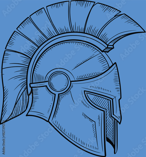 ancient warrior helmet illustration, roman or greek centurion armor style with classic battle head protection, ideal for historical posters, educational content, ancient military themes, and classical