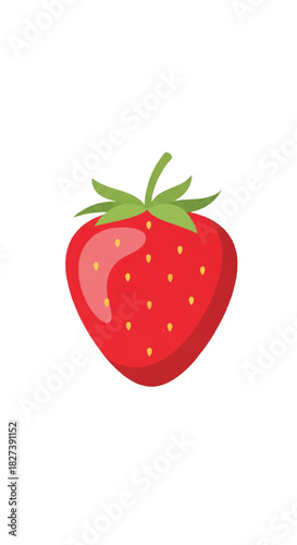 Bright red strawberry isolated on white background with glossy surface and fresh appeal.