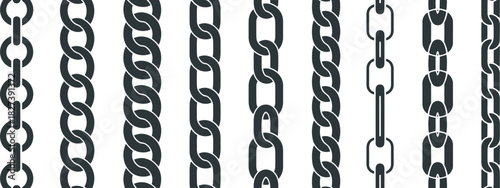 Assortment of black and white chain link vector designs for interface