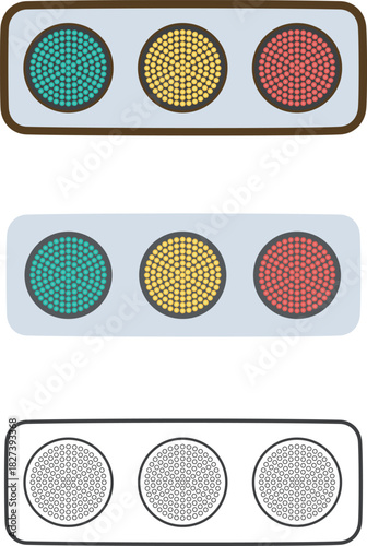 フラット型交通信号機（全点灯）