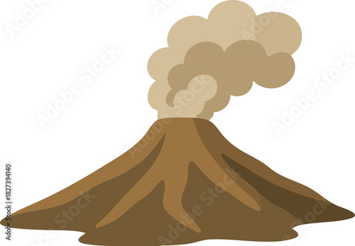 Smoking volcanic cone with ash plume
