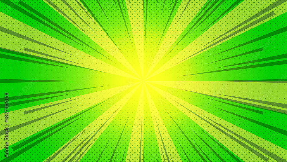 Obraz premium Green and Yellow Comic Book Style Burst Background