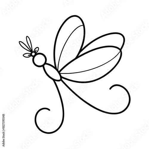 Simple Loop Fairy Flight Line Art on White Background