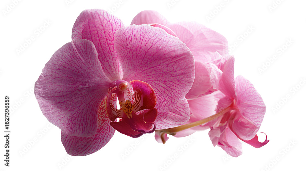 Obraz premium Pink orchid flower blossom closeup on white background