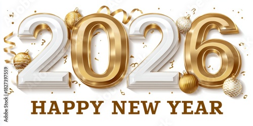 New Year's Eve 2026: Festive numeral, decorative embellishments herald a season of fresh starts. This image captures the joyful anticipation and excitement of the New Year.