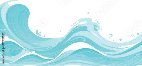 Stylized blue ocean waves a vector illustration with flowing lines perfect for backgrounds and design elements