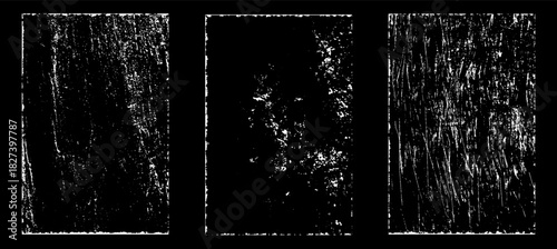 Grunge worn paper effect. Overlay texture stamps with old paper. Stamps distress grain surface dust and rough background concept. Illustration place over object to create grunge effect. Vector EPS10.
