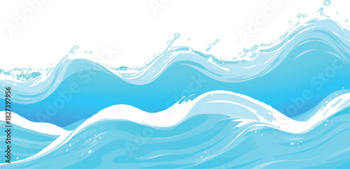 Stylized blue water waves illustration vector design element perfect for backgrounds and decorative use