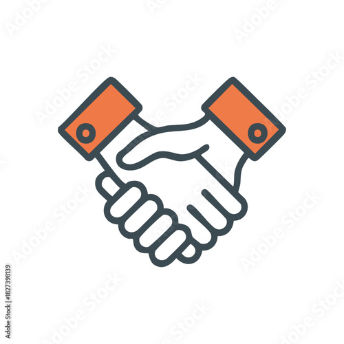 Handshake Icon Representing Agreement, Partnership, and Collaboration Between Two Parties