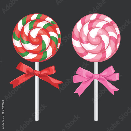 Cartoon Christmas and Pink Lollipops Candy