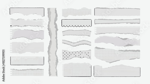 Torn and Ripped Paper Pieces Vector Collection - Scrapbook and Digital Journal Elements