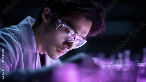 Close-up of a researcher focused on experimental research