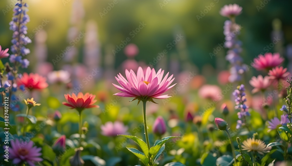 Obraz premium “Flower in Garden Background – Natural Flora Wallpaper for Cover Pages, Brochures, and Landing Page Design”