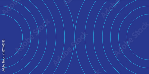 Symmetrical abstract background with intersecting blue concentric circles representing waves.