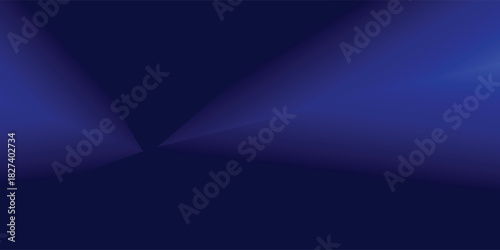 Abstract dark blue background with two converging beams of light creating a sense of depth and focus.