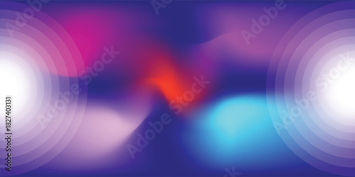 Abstract vibrant background with colorful gradients and bright circular light flares on both sides.