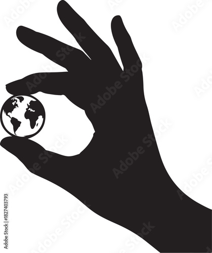 Hand Holding Miniature Globe fingers thumb