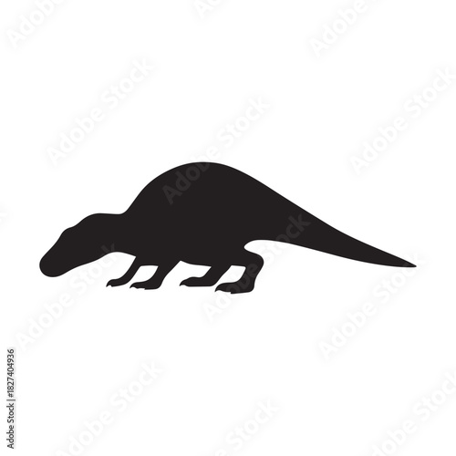 Sauropod Dinosaur Silhouette – Four-Legged Prehistoric Creature Vector in Minimalist Black Style