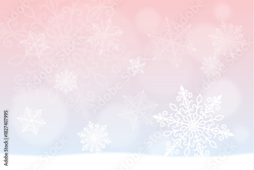 Beautiful White Snowflakes on Mystical World 