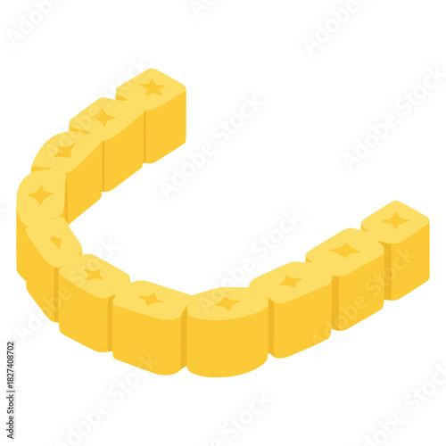 Metal tooth braces smile dental care flat color vector illustration template design