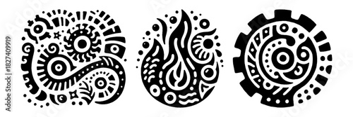 Intricate Tribal Designs: A Collection of Symbolic Vector Art.