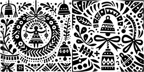 Festive Holiday Season: Black and White Scandinavian Christmas Designs.