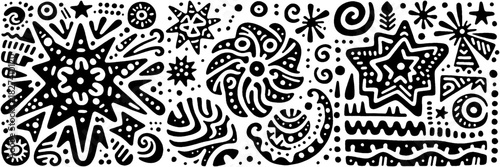 Whimsical Black and White Doodle Art: A Playful Composition.