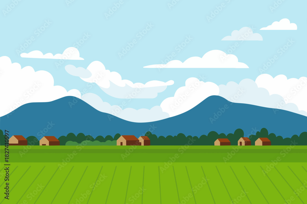 Fototapeta premium landscape with mountains and house vector art