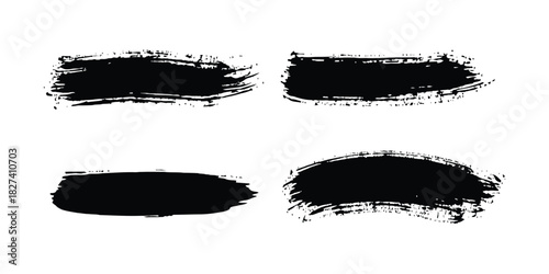 Black ink brush strokes on white background for artistic design elements