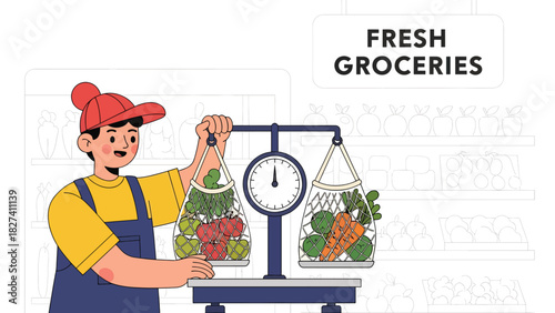 Person purchasing fresh food using reusable mesh produce bags. Ideal for plastic-free shopping, zero waste routines, and eco consumer awareness