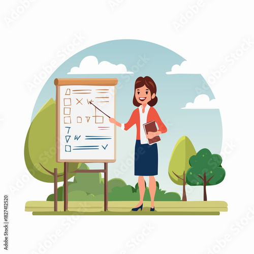 Female Presenter Giving Outdoor Training Lesson.