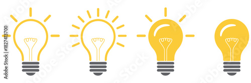 Bright light bulb idea on yellow background, symbolizing creativity, innovation, inspiration, brainstorming, problem solving, new ideas, energy, imaginative thinking, concept development, and creative