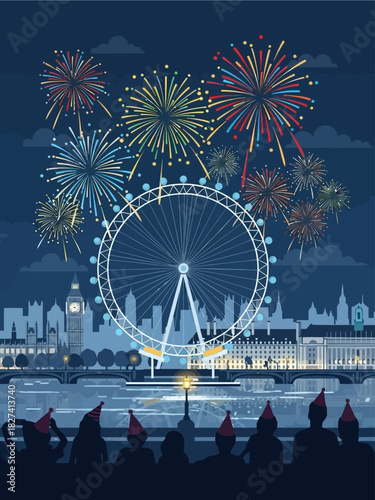 Festive fireworks explode over a vibrant city, symbolizing the bright future and triumphant success achievable with a smart digital business model innovation