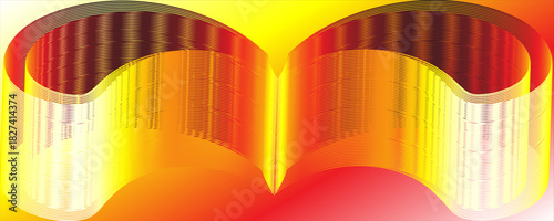 Abstract orange background with glowing diagonal rounded lines. Modern yellow gradient geometric shape design element. Minimal geometric