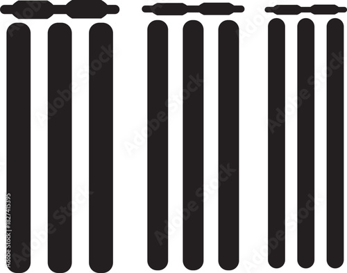 Cricket bat ball stump bails icon set, Sports Equipment playing sign, wicket icon Flat design on isolated background,
