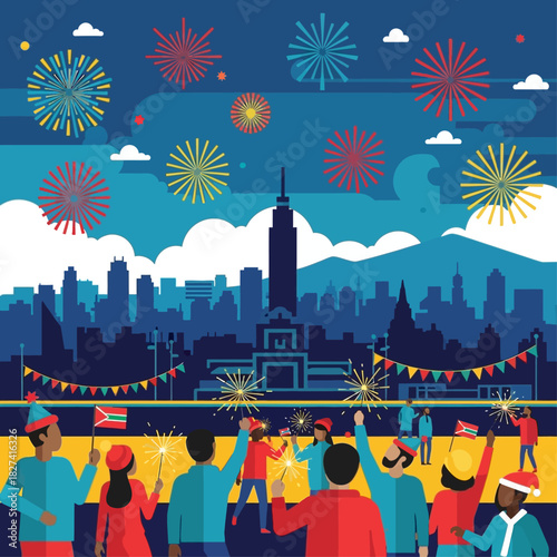 Embracing future success and innovation with a dynamic digital business model, celebrating growth and achievement in a connected urban landscape