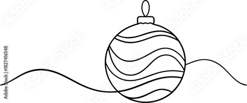 Simple outline drawing of a christmas ornament with wavy lines