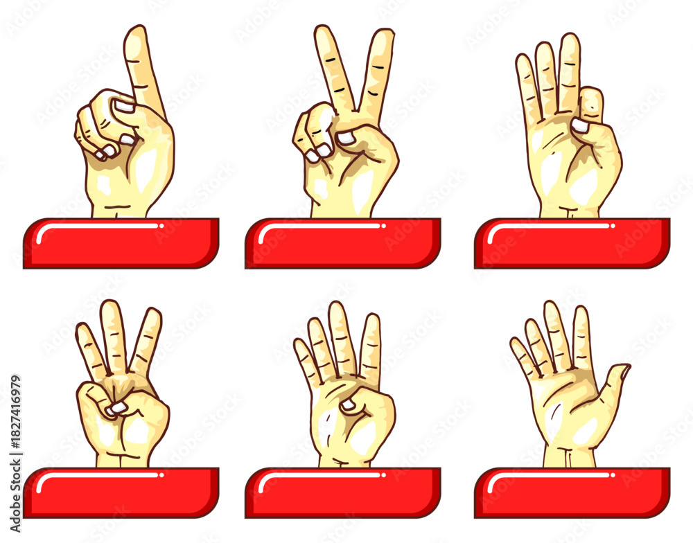 Fototapeta premium fingers counting red pink themes one until five