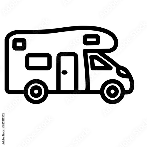 Adventure awaits with this minimalist RV outline, perfect for travel blogs, camping guides, and road trip promotions, capturing the spirit of exploration