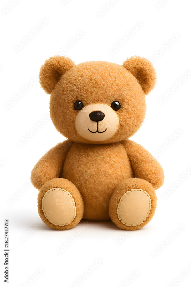 Obraz premium Cute fluffy teddy bear isolated on white background