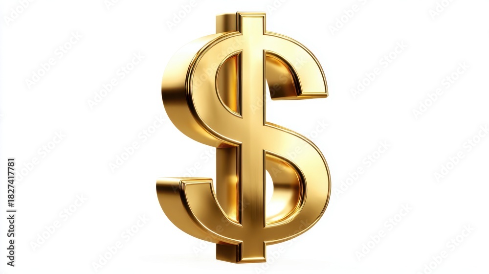 Obraz premium Shiny golden dollar sign captures attention with its modern design symbolizing financial success and stability in economy and business settings.