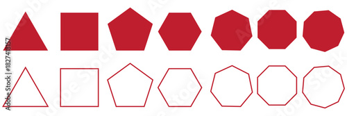 Octagon icon pack. Geometry octagonal eight sided polygon octagon line. 