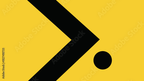 Abstract Graphic Design Arrow and Dot on Yellow Background Creates Visual Interest and Minimalist Appeal