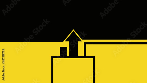 Striking minimalist graphic design depicting an upward trajectory towards business growth and success, symbolizing ambition, progress, and future development