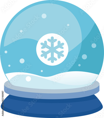 Winter snow globe with snowflake and falling snow