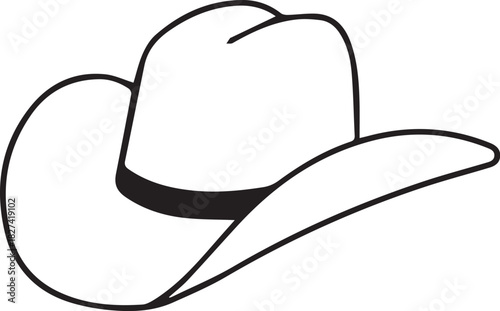 Cowboy Hat: A classic cowboy hat, symbol of the Wild West. Simple design, emphasizing its iconic shape and timeless appeal.
