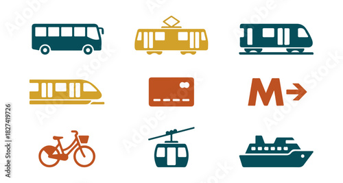 Transportation icons collection for commercial and editorial projects