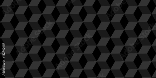 Cube structure wall vector box black square grid vintage. Modern cube wallpaper decoration tiles and mosaic seamless pattern.	
